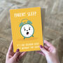 Parent Sleep Funny New Baby Card, thumbnail 2 of 3