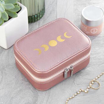 Metallic Pink Moon Phase Jewellery Case, 3 of 9