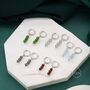 Sterling Silver Genuine Garnet Stone Trio Huggie Hoop Earrings, thumbnail 5 of 10