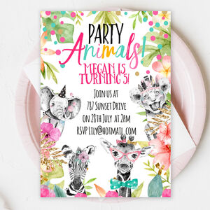 Safari Animal Party Invitation Download By Peach Tea Studio |  