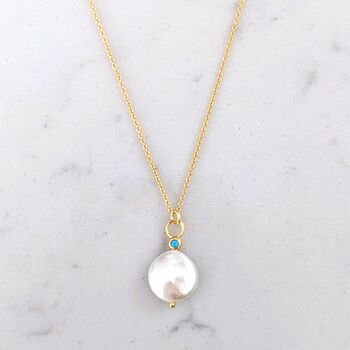 Baroque Pearl And Turquoise Pendant Necklace, 2 of 5