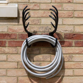 Stag Antlers Hose Pipe Holder Black Finish, 3 of 5