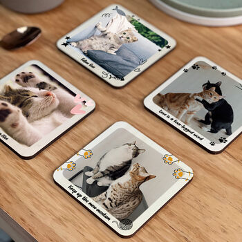 Personalised Cat Instagram Photo Coaster Set Of Four, 4 of 7