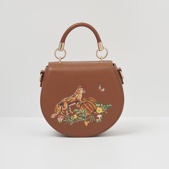 Fox And Pumpkin Embroidered Tan Saddle Bag, 3 of 6