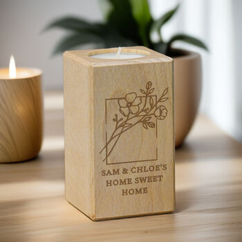 Personalised Floral Bouquet Wooden Tealight Holder, 2 of 4