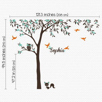 Personalised Tree With Names, Birds, Owl And Fox, 2 of 3