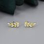 Sterling Silver Sparkly Leaf Cz Stud Earrings, thumbnail 2 of 12