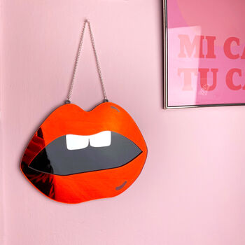 'Kiss Me' Lips Acrylic Hanging Wall Mirror, 4 of 5