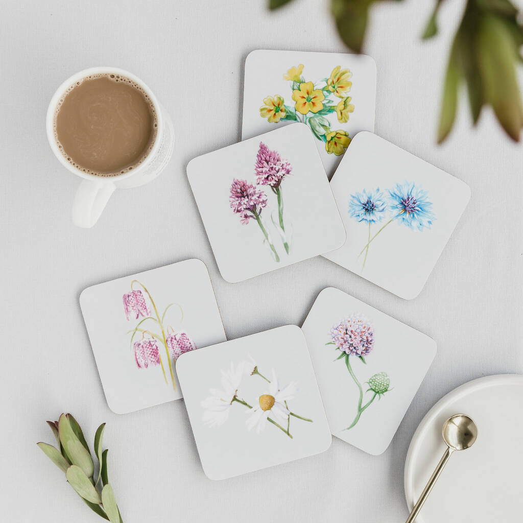 Set Of Six Botanical Coasters By Creature Candy