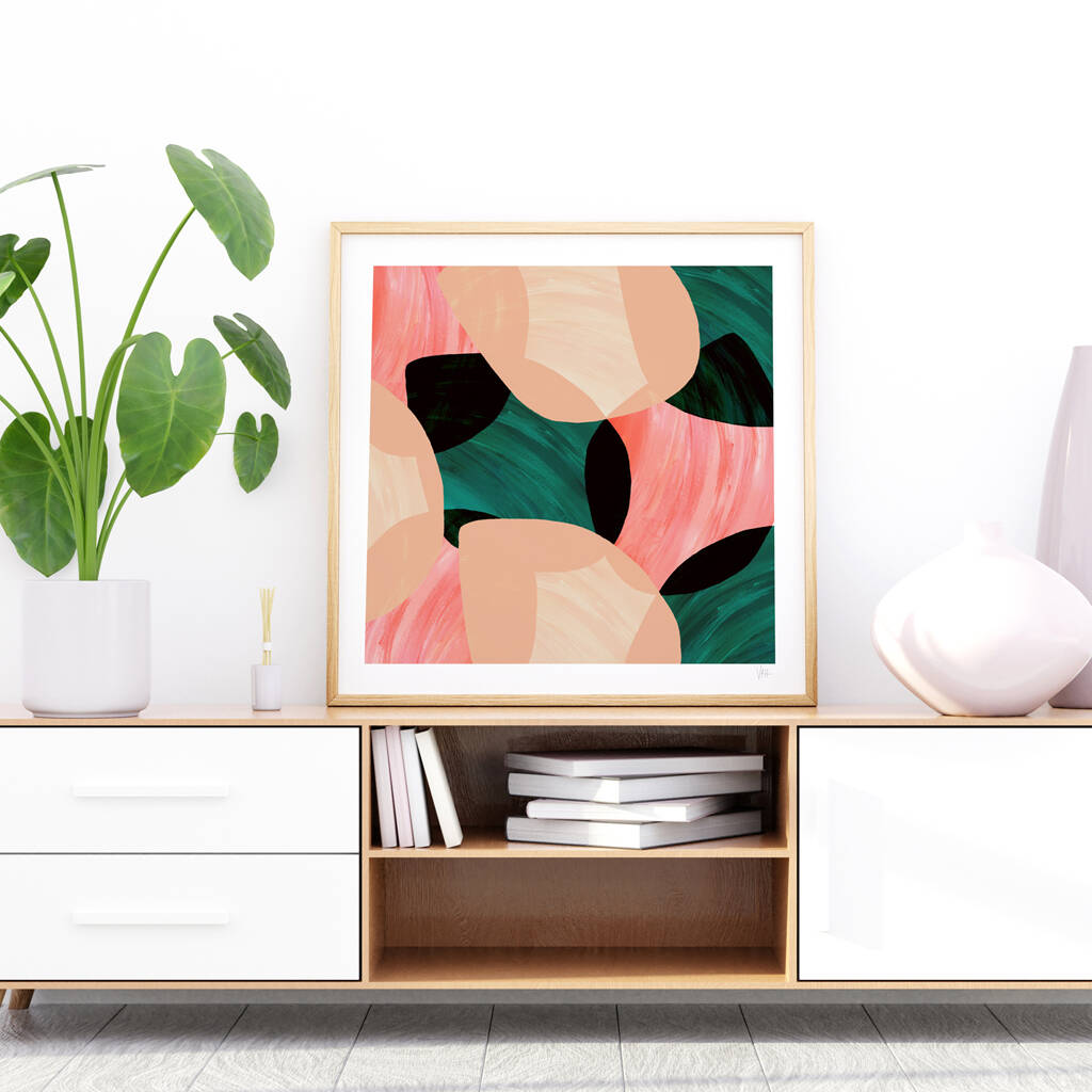 Green And Pink Abstract Shells Art Print By Violets Print House ...