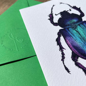 Purple Beetle Illustrated Blank Greeting Card, 6 of 10