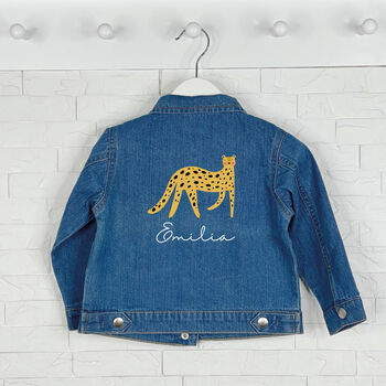 Leopard Personalised Baby/Kids Denim Jacket, 2 of 3