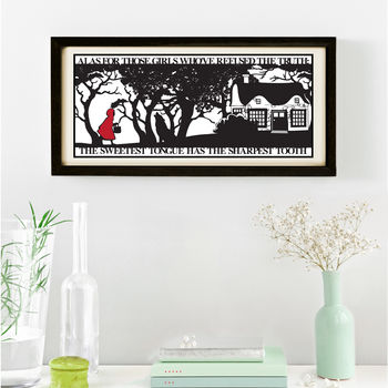 Red Riding Hoods Folly Signed Papercut Print, 3 of 7