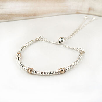 9ct Yellow Gold And Sterling Silver Adjustable Bracelet, 3 of 9