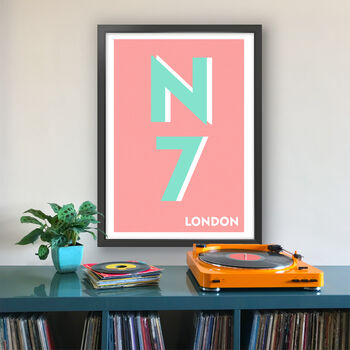 N7 Holloway, Islington London Postcode Art Print, 3 of 10