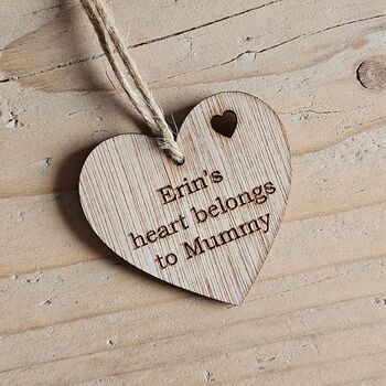 Personalised Heart Belongs To Mummy Hanging Heart Card, 2 of 2