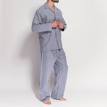 Men's Pyjamas Ash Grey Herringbone Flannel, 3 of 4