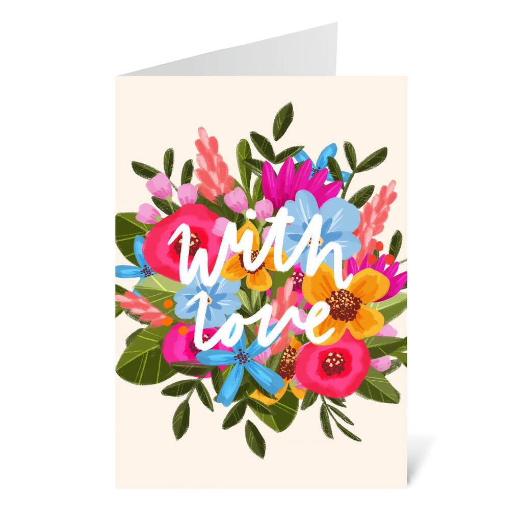 With Love Blank Floral Greetings Card By Flourish Paperworks 