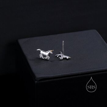 Unicorn Stud Earrings In Sterling Silver, 5 of 10