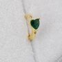 Emerald Green Heart Cz Huggie Hoop In Sterling Silver, thumbnail 3 of 11