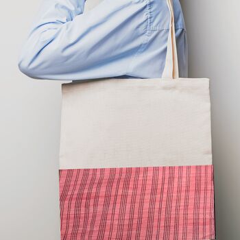Colourful Half Sari Cotton Tote Bag, Fair Trade Shopping Bag Handmade In India, 5 of 7