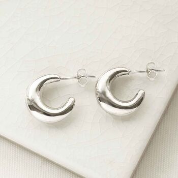 Sterling Silver Bold Hoop Stud Earrings, 7 of 9