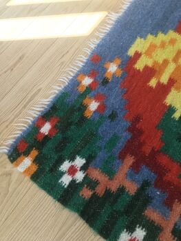 Colourful Rug Sheep Wool Handmade Rooster, 3 of 6