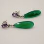 Green Onyx, Emerald, Amethyst Dangle Earrings, thumbnail 6 of 10