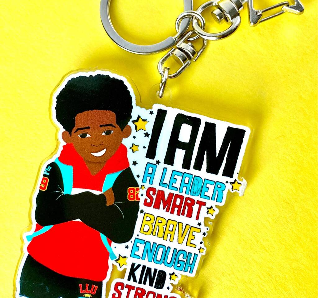 Black Boy Joy Affirmation Keyring/ Bag Charm, 1 of 5