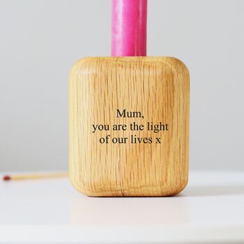 Solid Oak Personalised Initial Candle Holder, 2 of 8