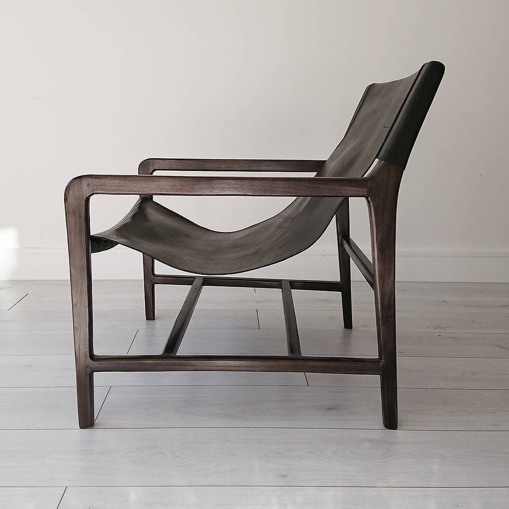 black stacy leather sling chair by souk collective