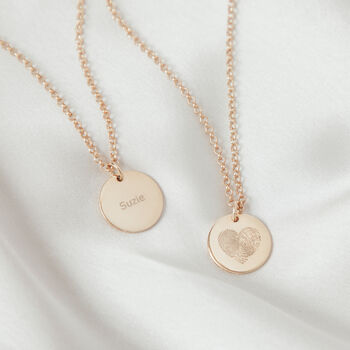 Personalised Round Fingerprint Heart Necklace, 2 of 7