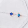 Tiny Blue Opal Heart Cz Stud Earrings Sterling Silver, thumbnail 6 of 11