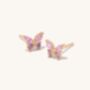 Pastel Flutter Pink Dainty Butterfly Stud Earring, thumbnail 2 of 3