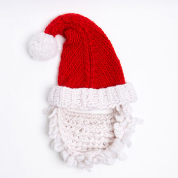 Santa's Hat And Beard Christmas Intermediate Knitting Kit, 4 of 12