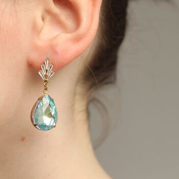 Ice Blue Art Deco Drop Earrings, 2 of 8