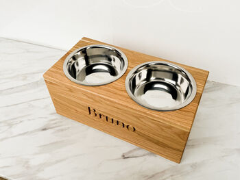 Solid Oak Personalised Dog Bowl Feeder, 12 of 12