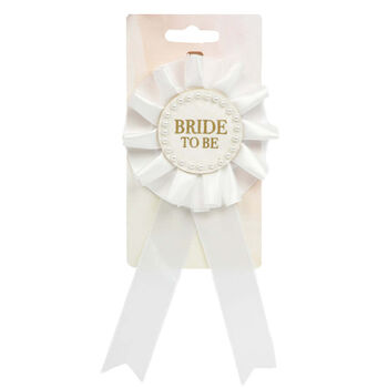 White Pearl Bride To Be Hen Party Rosette, 3 of 3