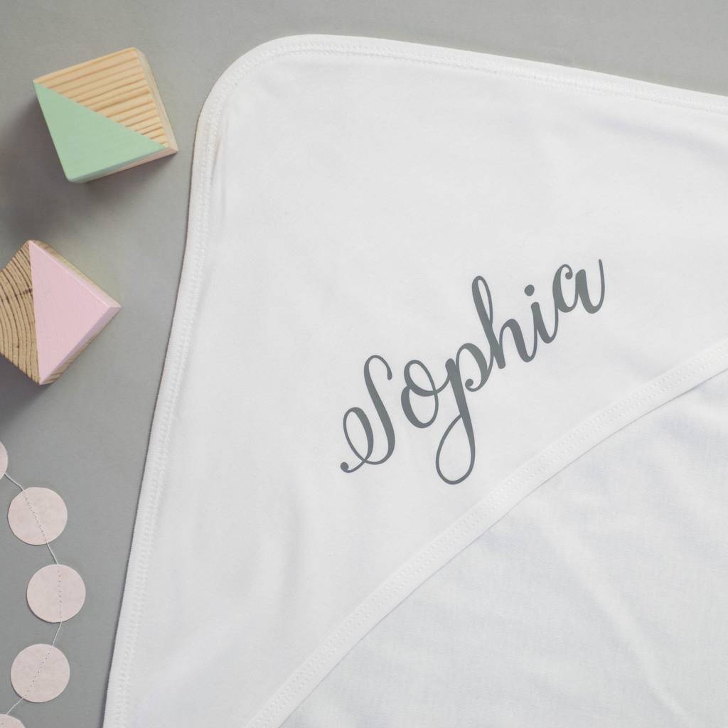 personalised hooded baby blanket, organic cotton by rocket and fox