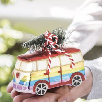 Vw Campervan With Tree Christmas Decoration, 2 of 4