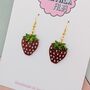 Strawberry Small Resin Glitter Earrings, thumbnail 3 of 4