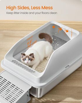 Stainless Steel Cat Litter Tray High Sided, 4 of 6