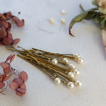 Set Of Gold Pearl Bobby Pins, 3 of 11