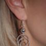 Ball And Entwined Circles Silver Earrings, thumbnail 2 of 4