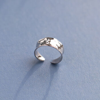 Sterling Silver Hammered Wide Open Ring, 3 of 4