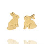 Bunny Stud Earrings In Solid 925 Sterling Silver, thumbnail 5 of 6