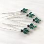 Emerald Green Crystal Hair Pin Set, thumbnail 2 of 4