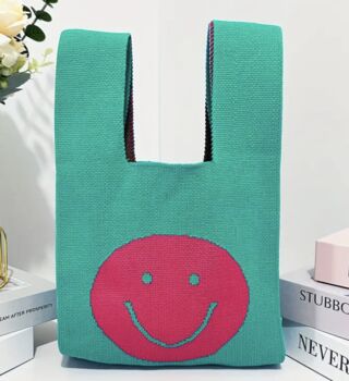 Happy Face Stretchable Woven Fabric Bag, 5 of 7