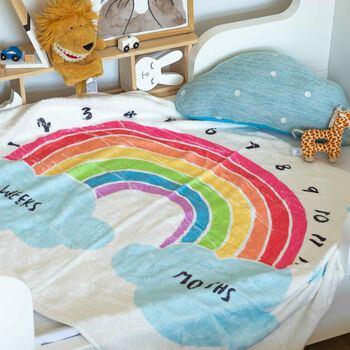 Rainbow Baby Milestone Cotton Fleece Blanket, 4 of 8