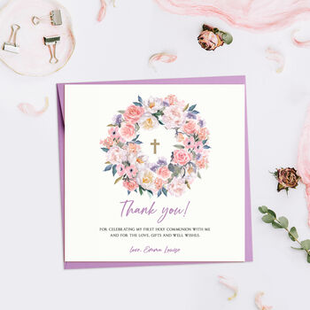 Thank You Communion Cards Floral Wreath, 5 of 5